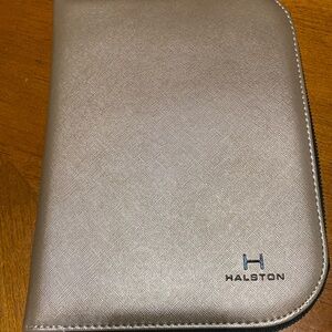 H HALSTON Travel Jewelry Case in gold. New